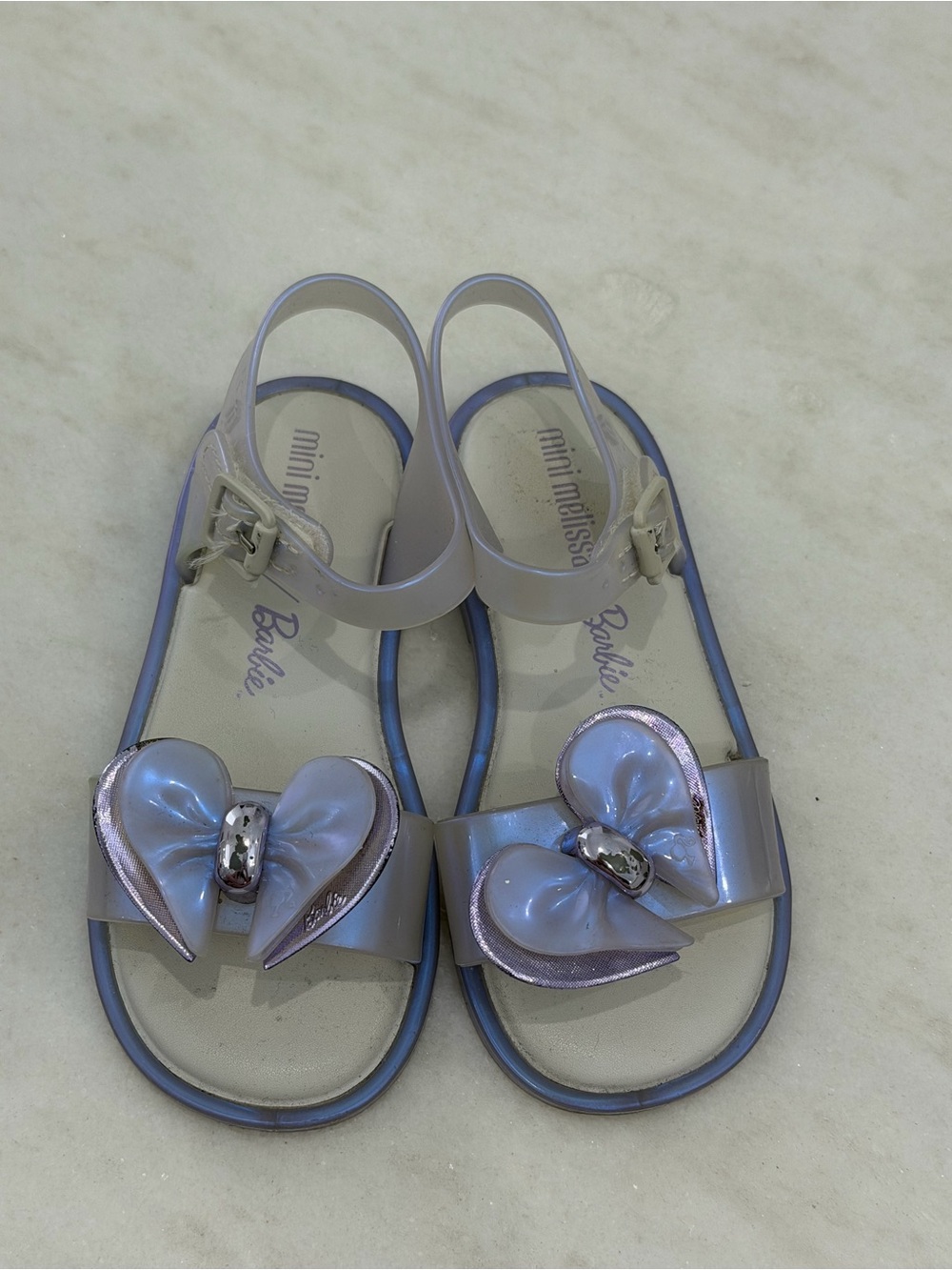 Mini Melissa BARBIE Iridescent Lavender Bow Girls' Sandals